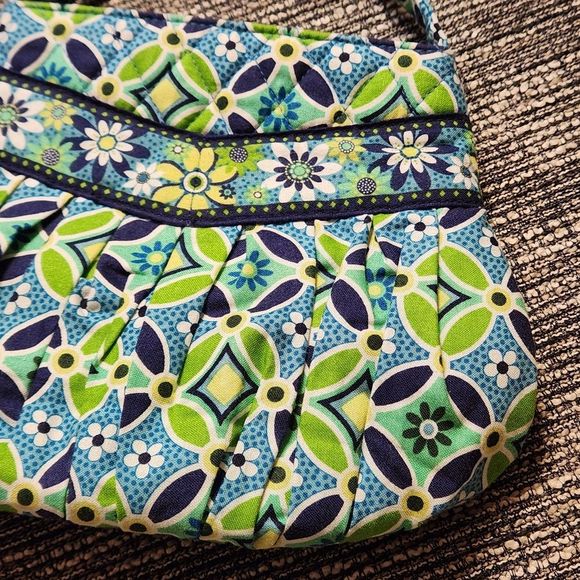Vera Bradley Daisy Daisy Small Tote Purse Shoulder Bag Blue Green RETIRED - Picture 7 of 15